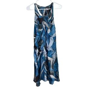Banana Republic Women's Silk Dress Blue Black White Ruffle Small